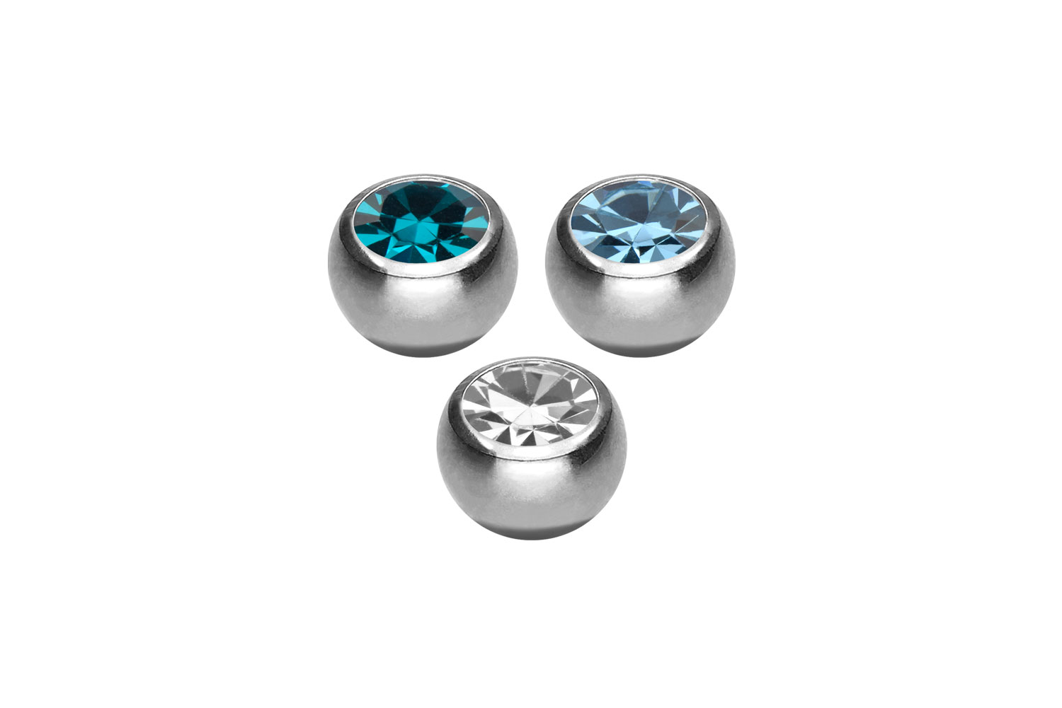 SET Chirurgenstahl Schraubkugel KRISTALL von Piercingline